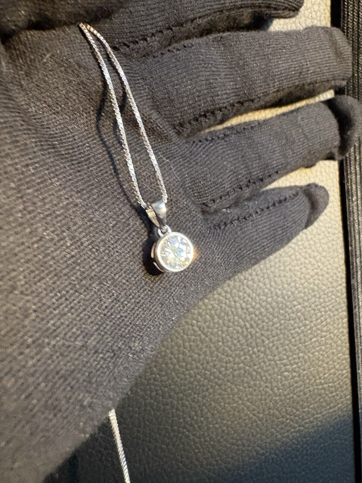 Bezel Moissanite Necklace 18”