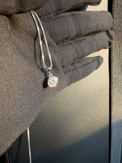 Bezel Moissanite Necklace 18”