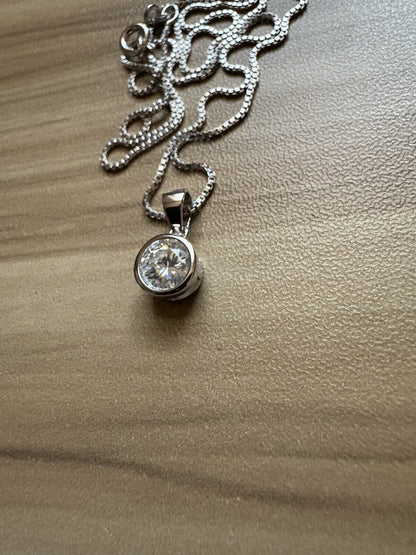 Bezel Moissanite Necklace 18”