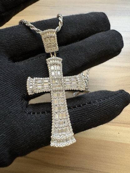 Moissanite Cross Pendant And 22” Chain