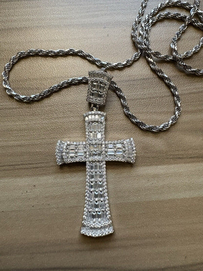 Moissanite Cross Pendant And 22” Chain