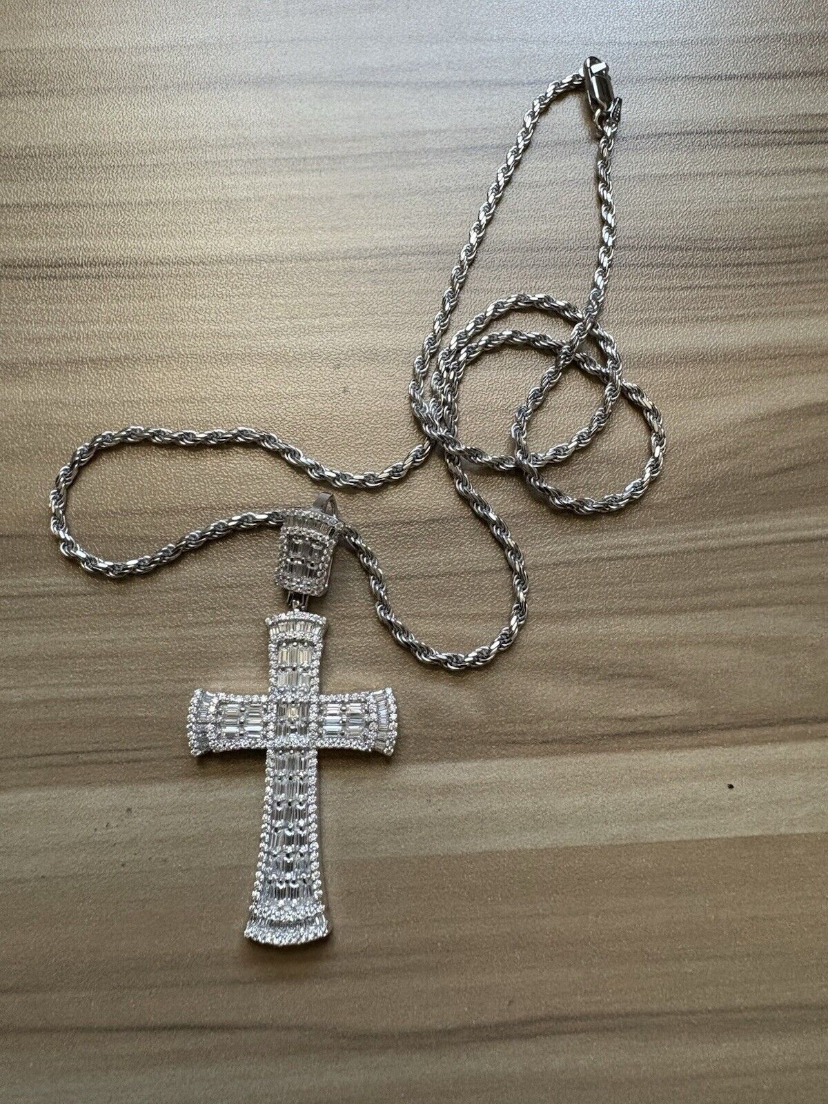 Moissanite Cross Pendant And 22” Chain