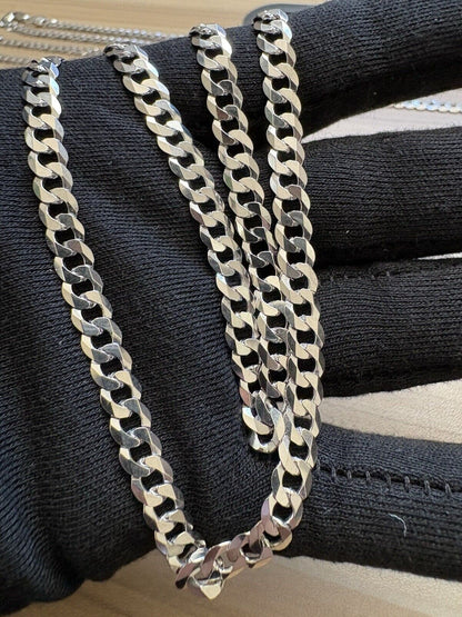 Silver Rhodium Plated Cuban Link Necklace 22”