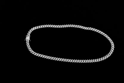 8mm MOISSANITE Miami Cuban Link Prong Chain Iced Hip Hop 925 Silver Necklace 22”