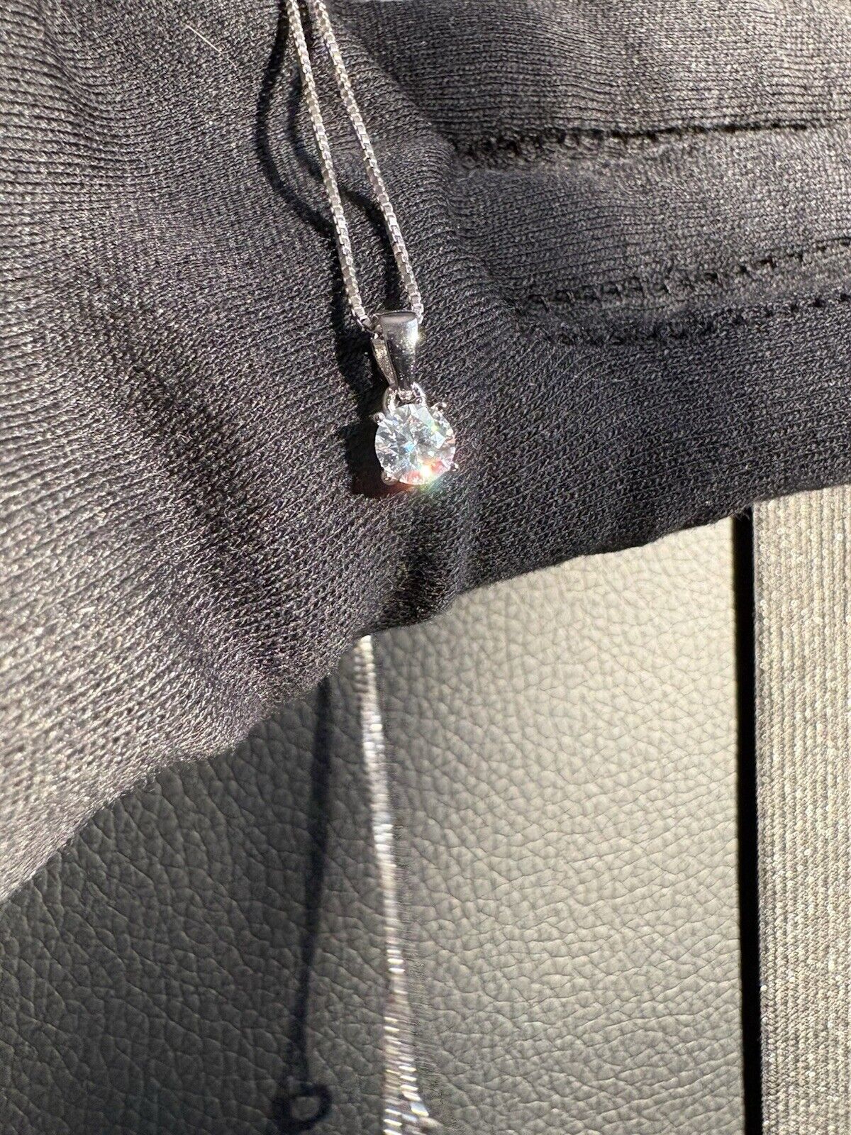 Moissanite Pendant With 18” Rhodium Plated Necklace